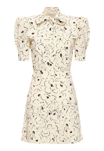 Printed Silk Pleated Mini Dress