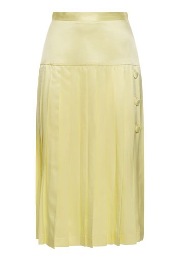 Silk Satin Pleated Midi Skirt