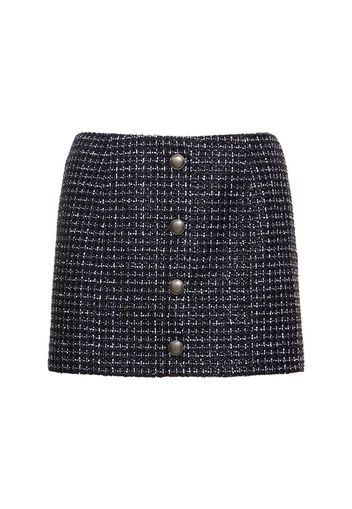 Sequined Tweed Low Waist Mini Skirt