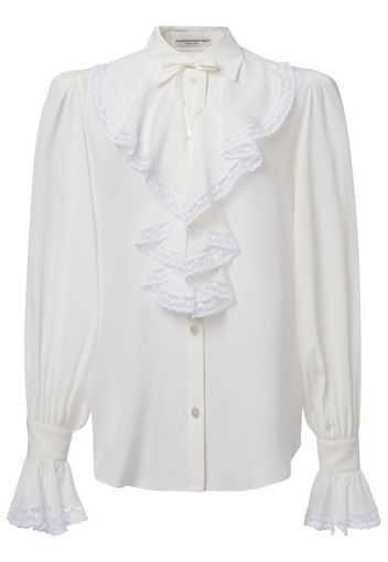 Ruffled Cotton Blend Shirt