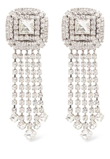 Square Crystal Earrings W/ Fringes