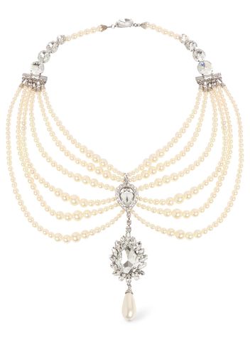 Faux Pearl W/ Crystal Collar Necklace