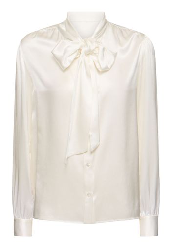 Silk Satin Shirt W/ Bow