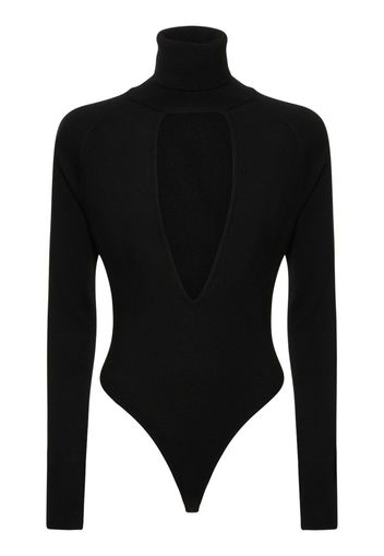 Turtleneck Cutout Wool Bodysuit