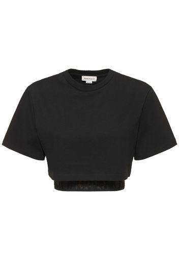 Cotton Jersey T-shirt W/ Lace Details