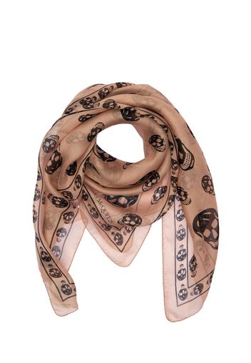 Skull Print Silk Chiffon Scarf