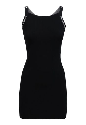 Fitted Stretch Mini Dress W/ Logo Straps