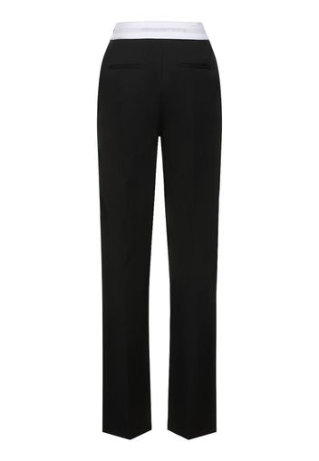 High Waist Pleated Wool Pants