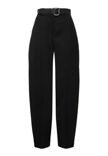 High Waisted Belted Wool Pants