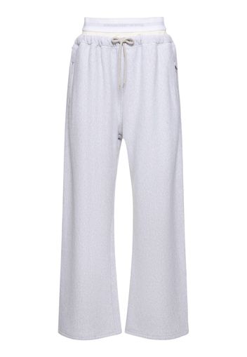 Wide Leg Cotton Sweatpants W/ Logo