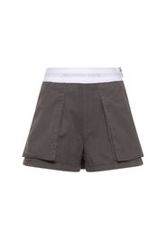 High Waist Cotton Cargo Shorts