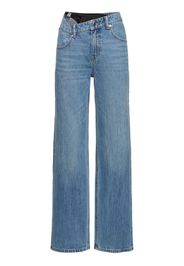 Asymmetrical Waistband Cotton Jeans