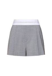 High Waisted Pleated Wool Shorts