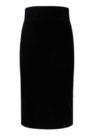 Cotton Velvet High Rise Midi Skirt