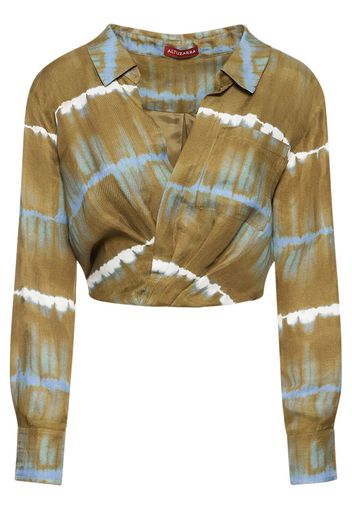 Rhodes Printed Linen Crop Shirt W/twist