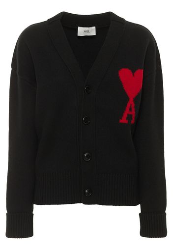 Logo Felted Wool Cardigan