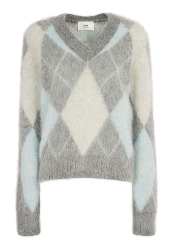 Argyle Brushed Mohair Blend Sweater