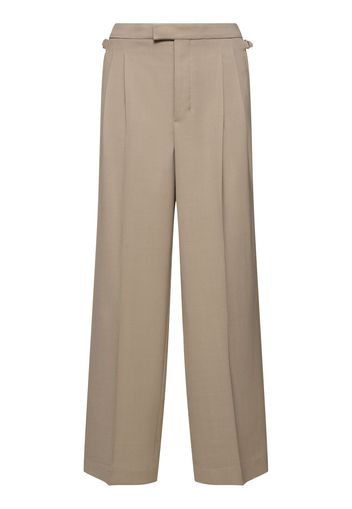 Wool Blend Twill Wide Pants