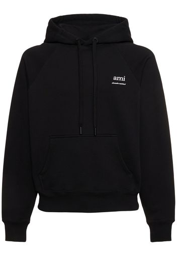 Logo Print Boxy Cotton Blend Hoodie