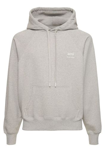 Logo Print Boxy Cotton Blend Hoodie