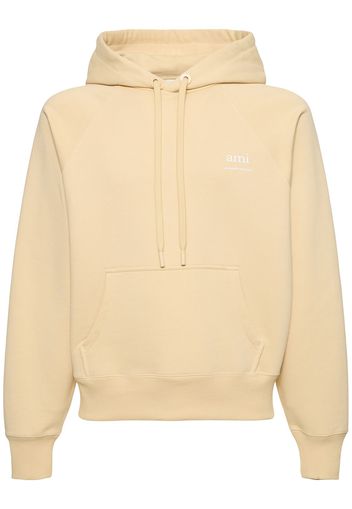 Logo Print Boxy Cotton Blend Hoodie