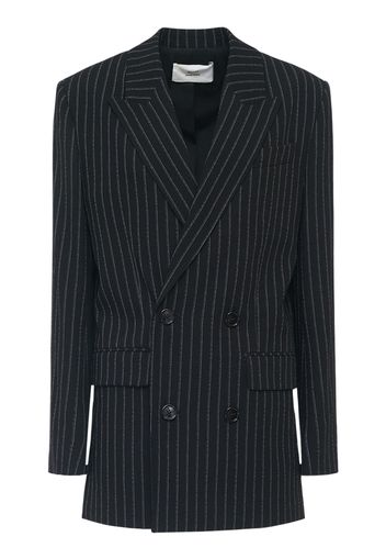 Pinstripe Double Breasted Wool Jacket