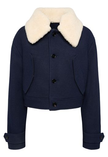 Cotton Blend Jacket W/shearling Collar