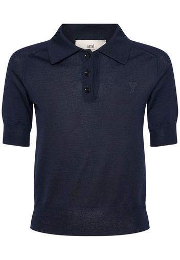 Short Sleeve Wool Polo Top