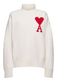 Logo Felted Wool Funnel Neck Sweater