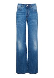 High Rise Cotton Denim Straight Jeans