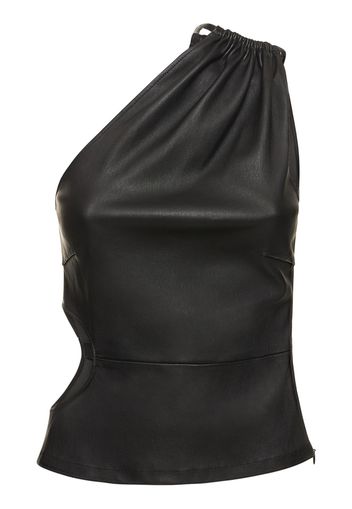 Cutout Leather One Shoulder Tank Top