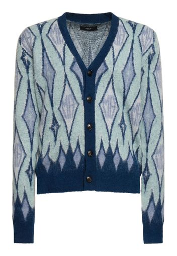 Argyle Mohair Blend Knit Cardigan