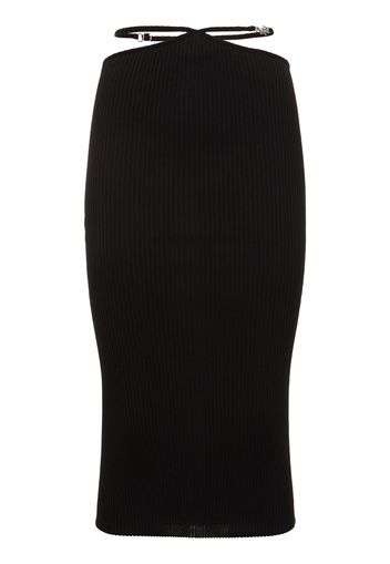 Cutout Cotton Blend Knit Midi Skirt