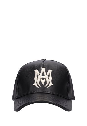 Ma Logo Leather Baseball Cap