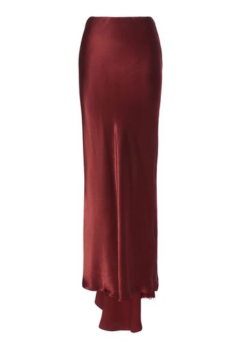 Madeleen Draped Satin Flared Long Skirt