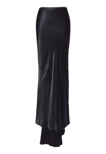 Madeleen Draped Satin Flared Long Skirt