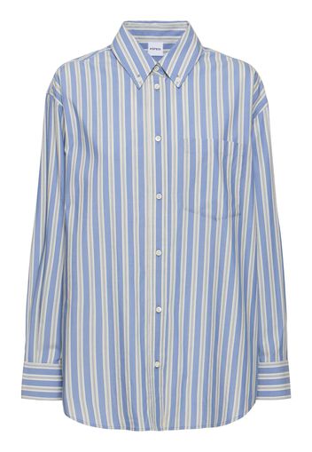 Striped Cotton Blend Poplin Shirt