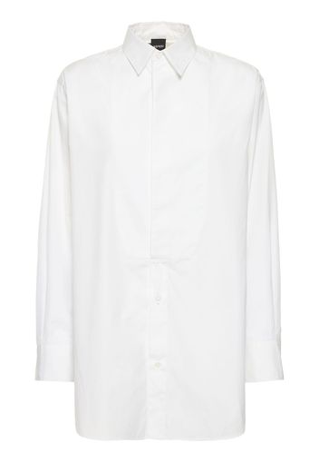 Cotton Poplin Oversized Plastron Shirt