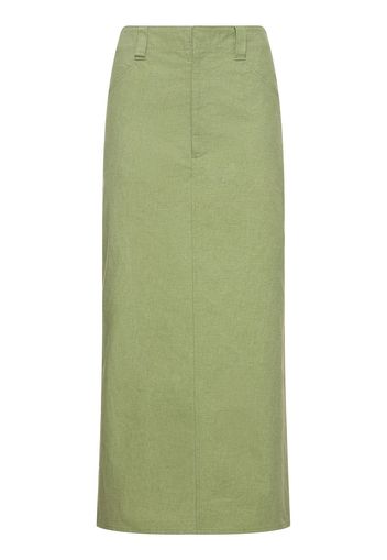 Cotton Canvas Midi Skirt