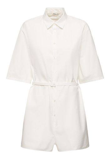 Short Sleeve Buttoned Cotton Jumpsuit