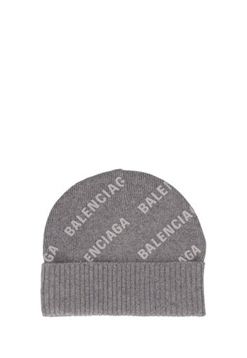 Logo Printed Cashmere Knit Beanie Hat