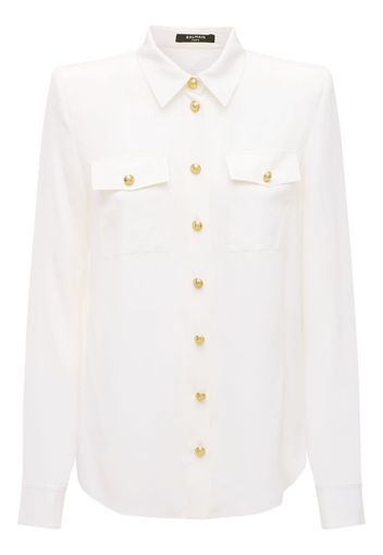 Buttoned Sheer Silk Crepe De Chine Shirt