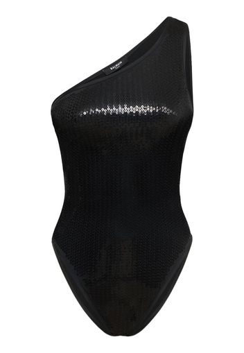 Sequined One Piece Swimsuit W/ Belt