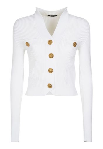 Ribbed Viscose Jersey Cardigan