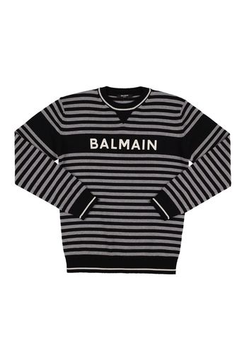 Striped Wool Knit Sweater W/logo