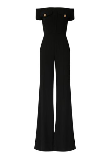 Off-shoulder Flared Crepe Jumpsuit