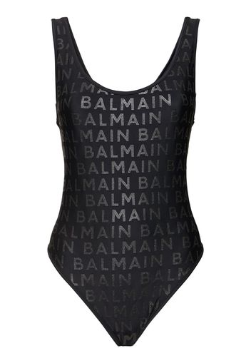 Logo Printed Lycra One Piece Swimsuit