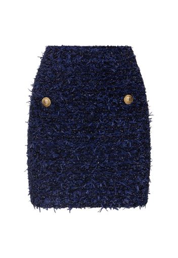 Buttoned Tweed Mini Skirt