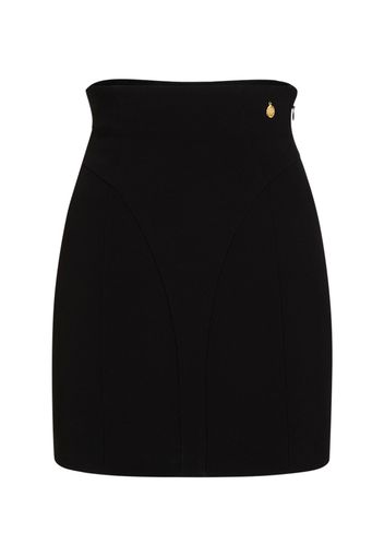 High Waist Viscose Crepe Mini Skirt