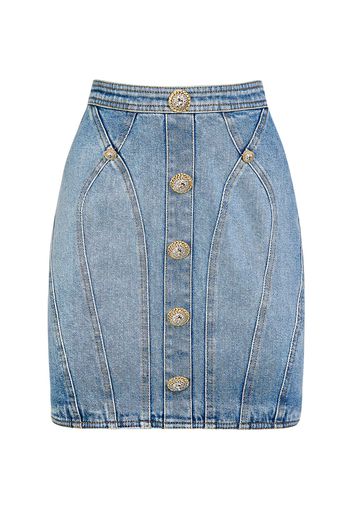 Stretch Cotton Denim Mini Skirt